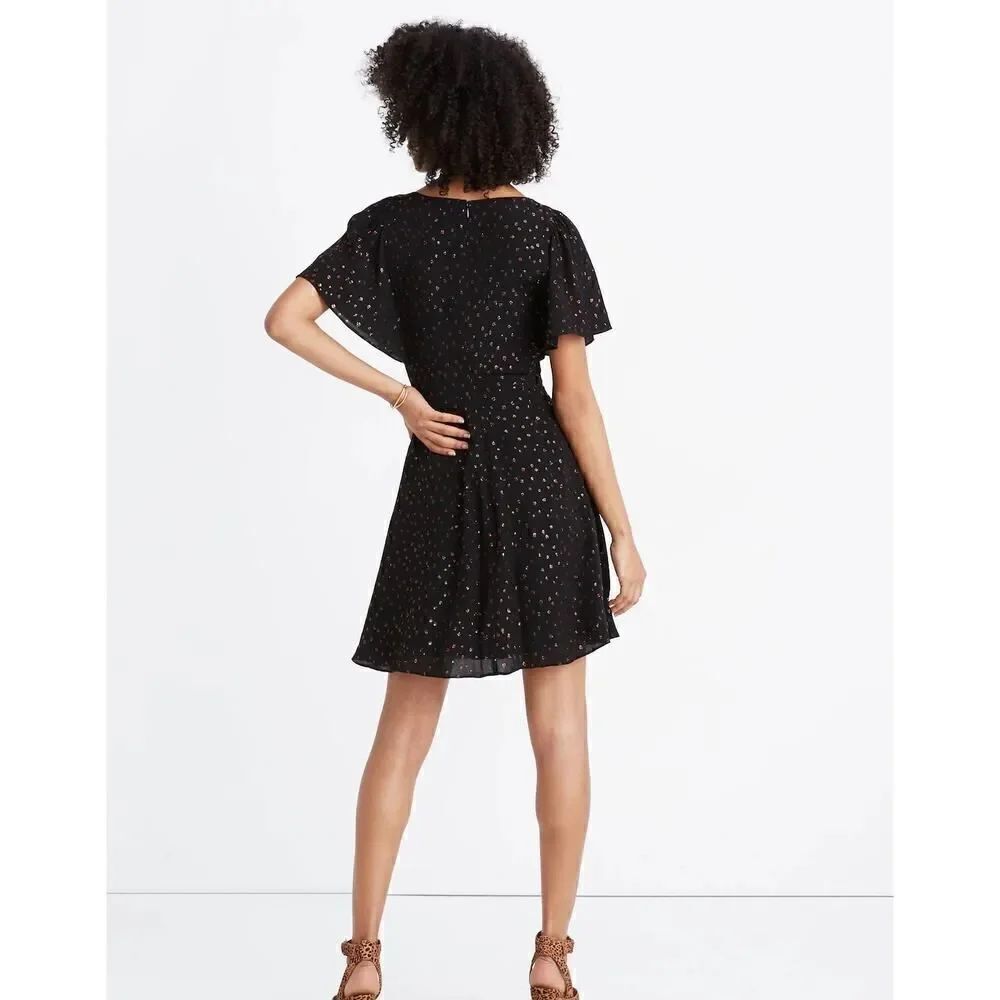 MADEWELL Cape-Sleeve Mini Dress in Metallic Dots Item AF239 Size 4 MSRP$ 148